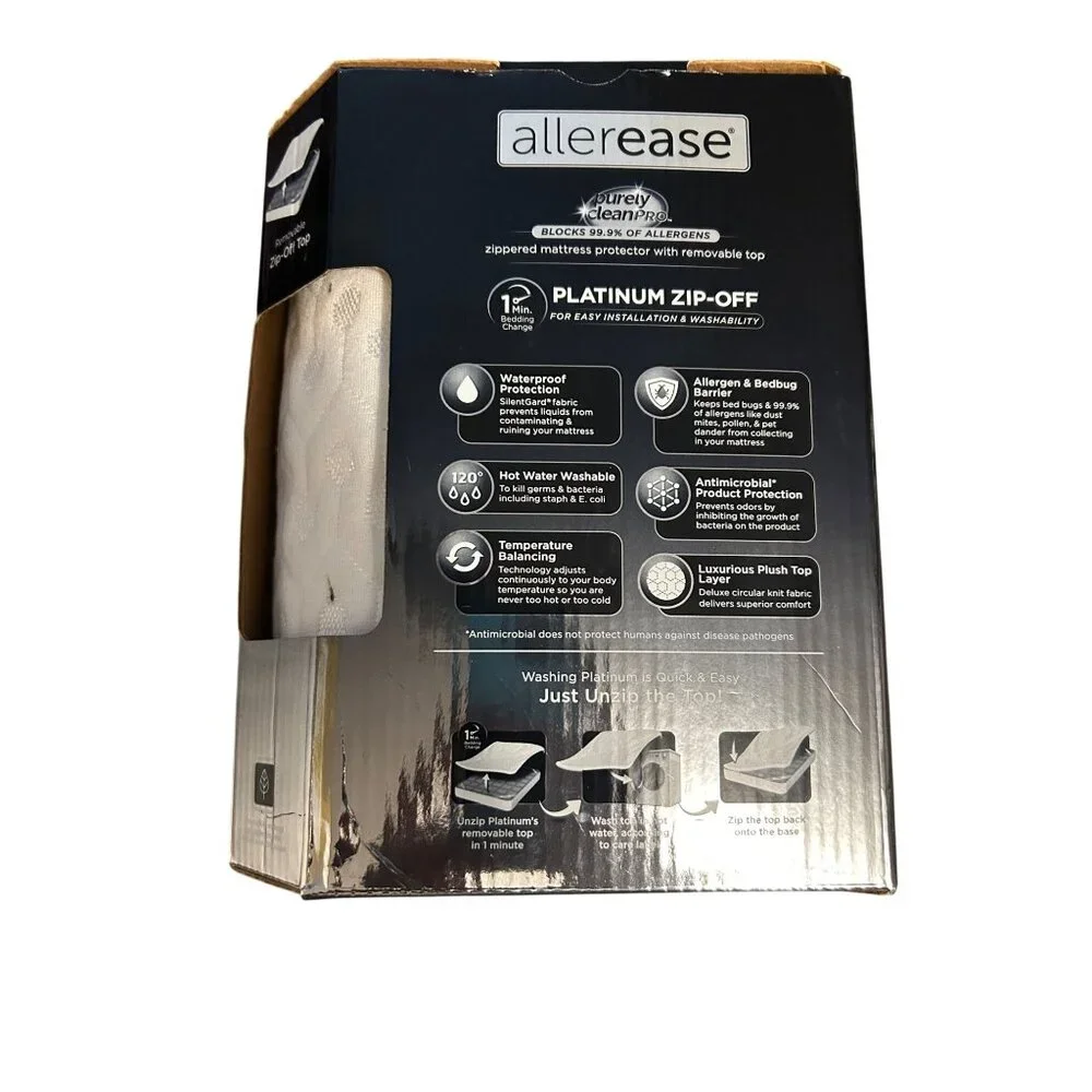 Allerease Twin Platinum Zip-Off Mattress Protector With Removable Top - Blocks A - Picture 2 of 3